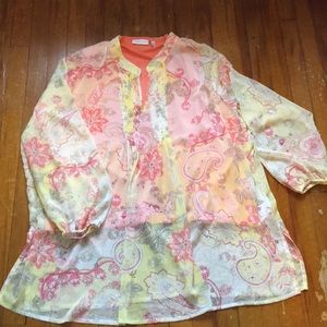 Beautiful coral tank with yellow paisley cover